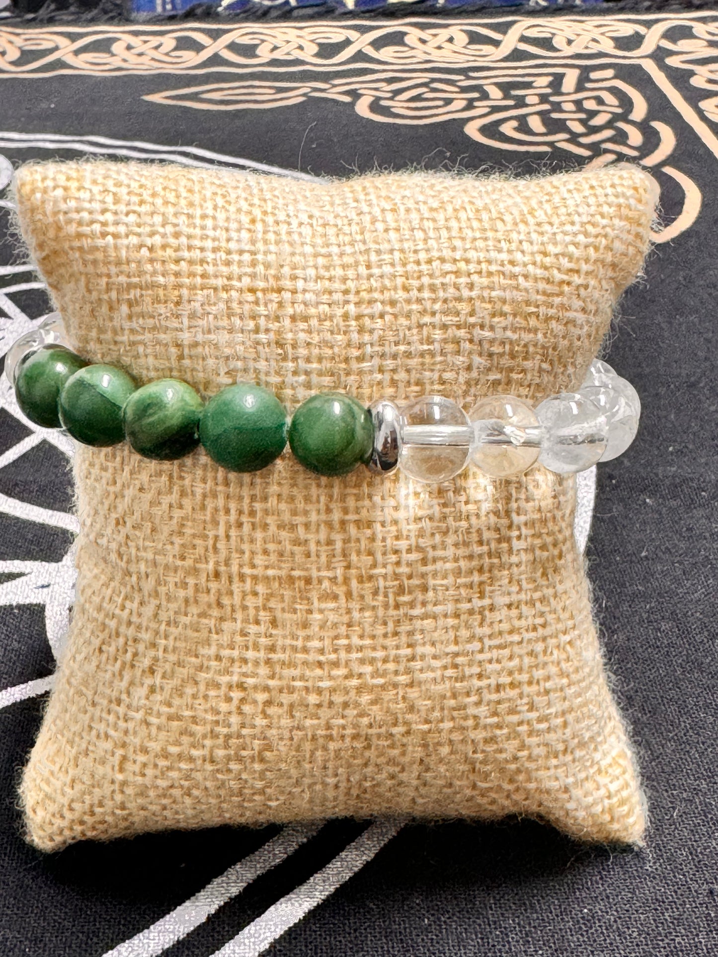 Pulsera zoisita y cristal