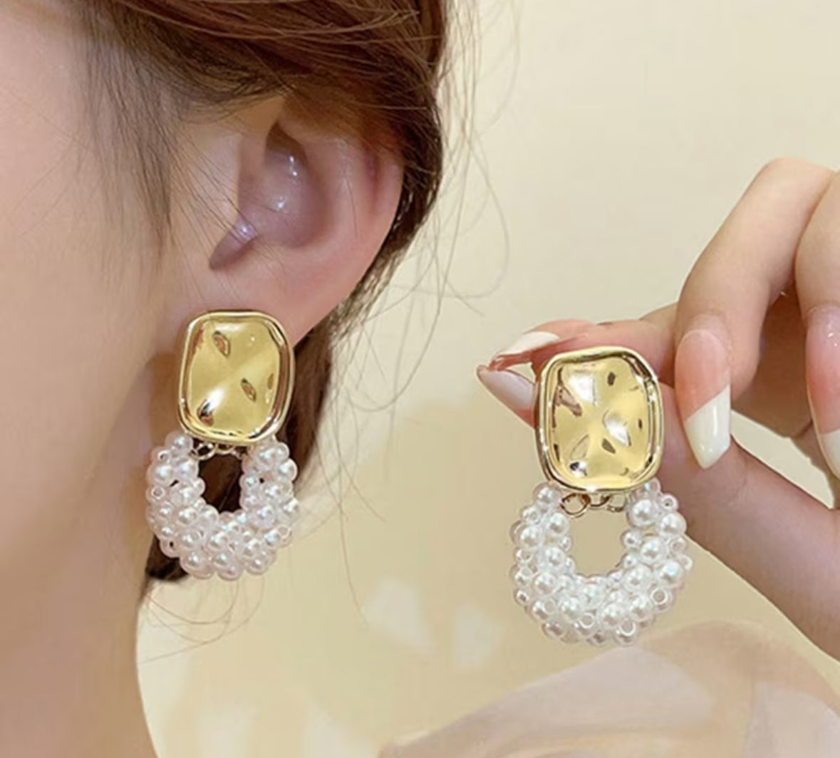 Aretes blanco perla