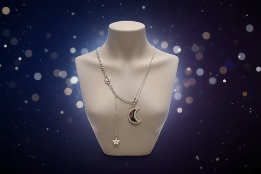 Collar de Luna y Estrella con aretes de Estrella