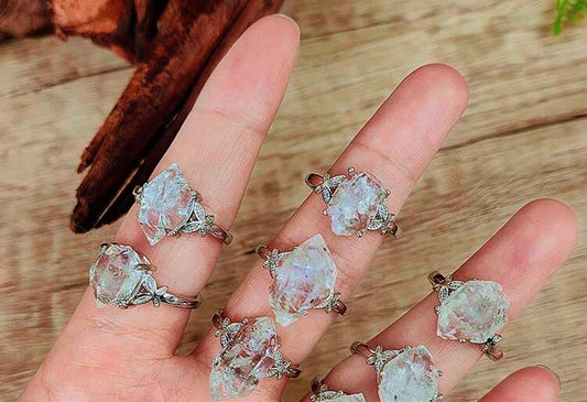 Anillo cuarzo/diamante herkimer