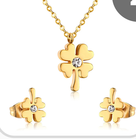 Set collar trébol 4 hojas