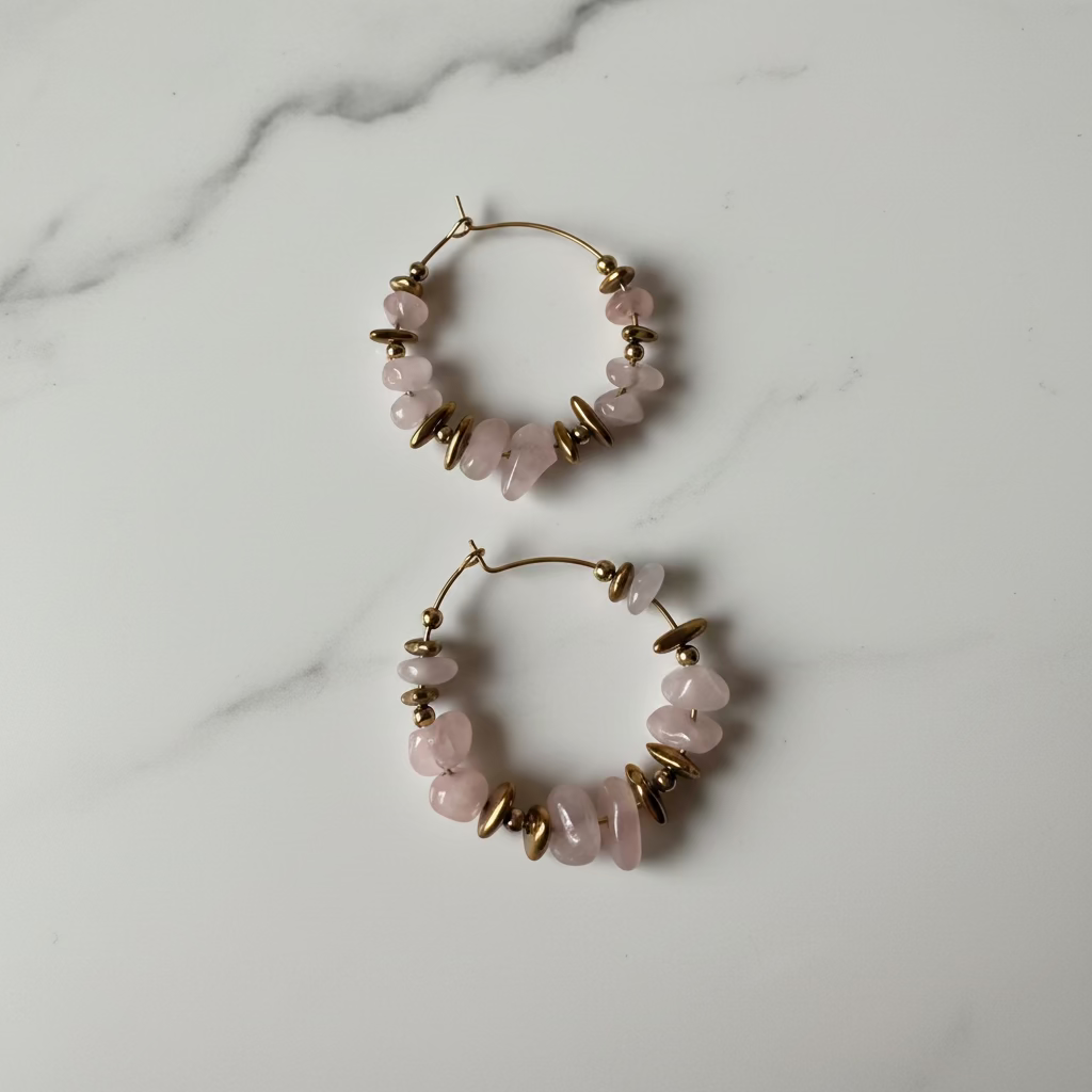 Aretes cuarzo rosa