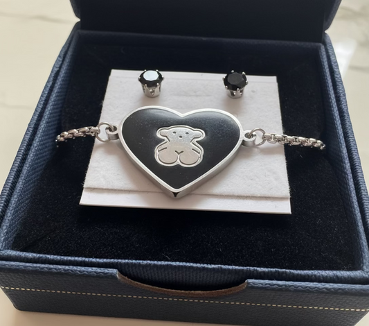 Set pulsera y aretes oso