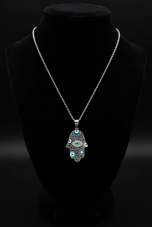 Collar Hamsa con ojos turcos